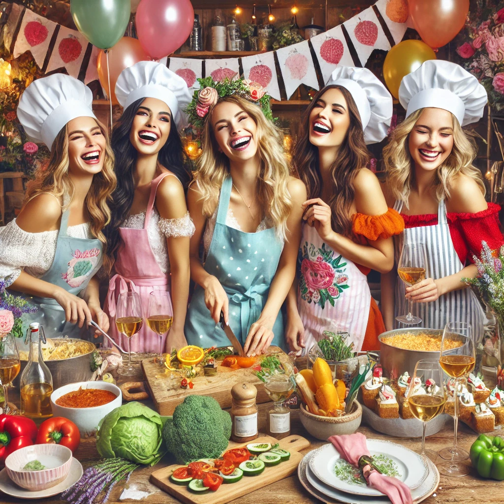 Girls together at a culinary adventure for a bachelorette party blog hb strippers